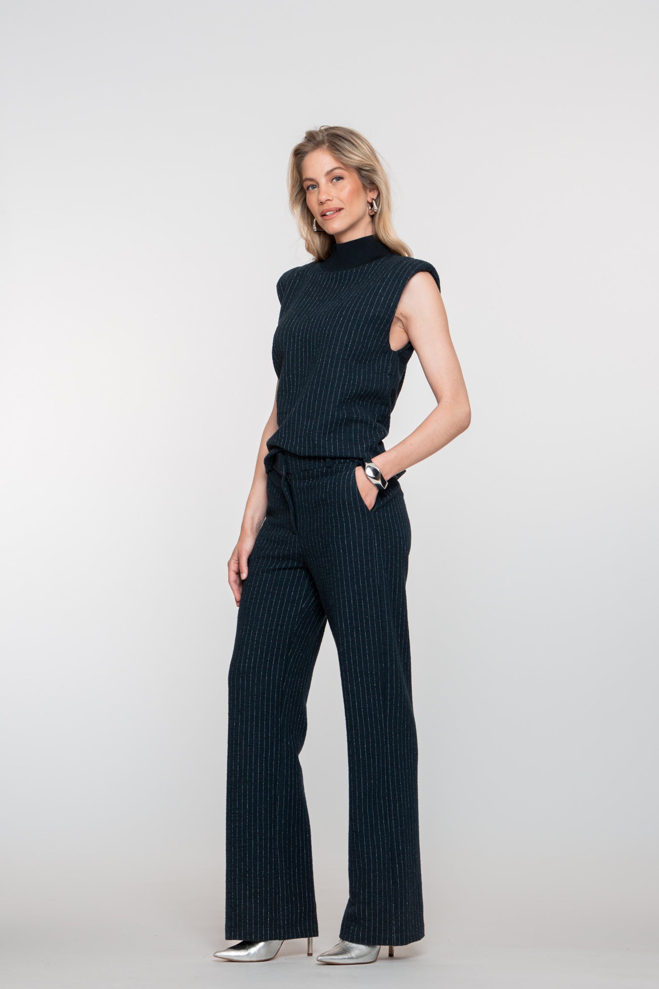 Geisha dames high waisted pinstripe pantalon