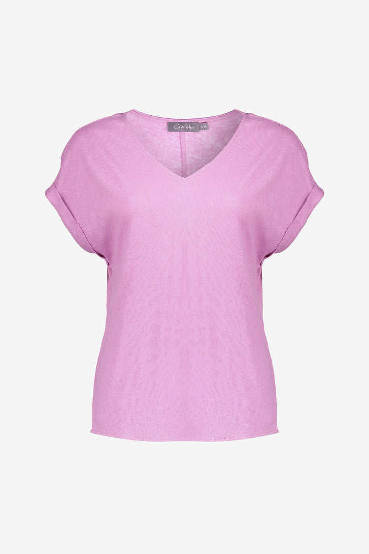 Geisha Fashion dames T-shirt rustiek katoen V-hals