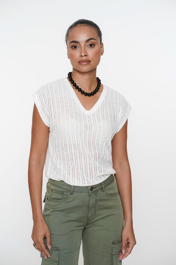 Geisha Fashion dames T-shirt met ingeweven strepen