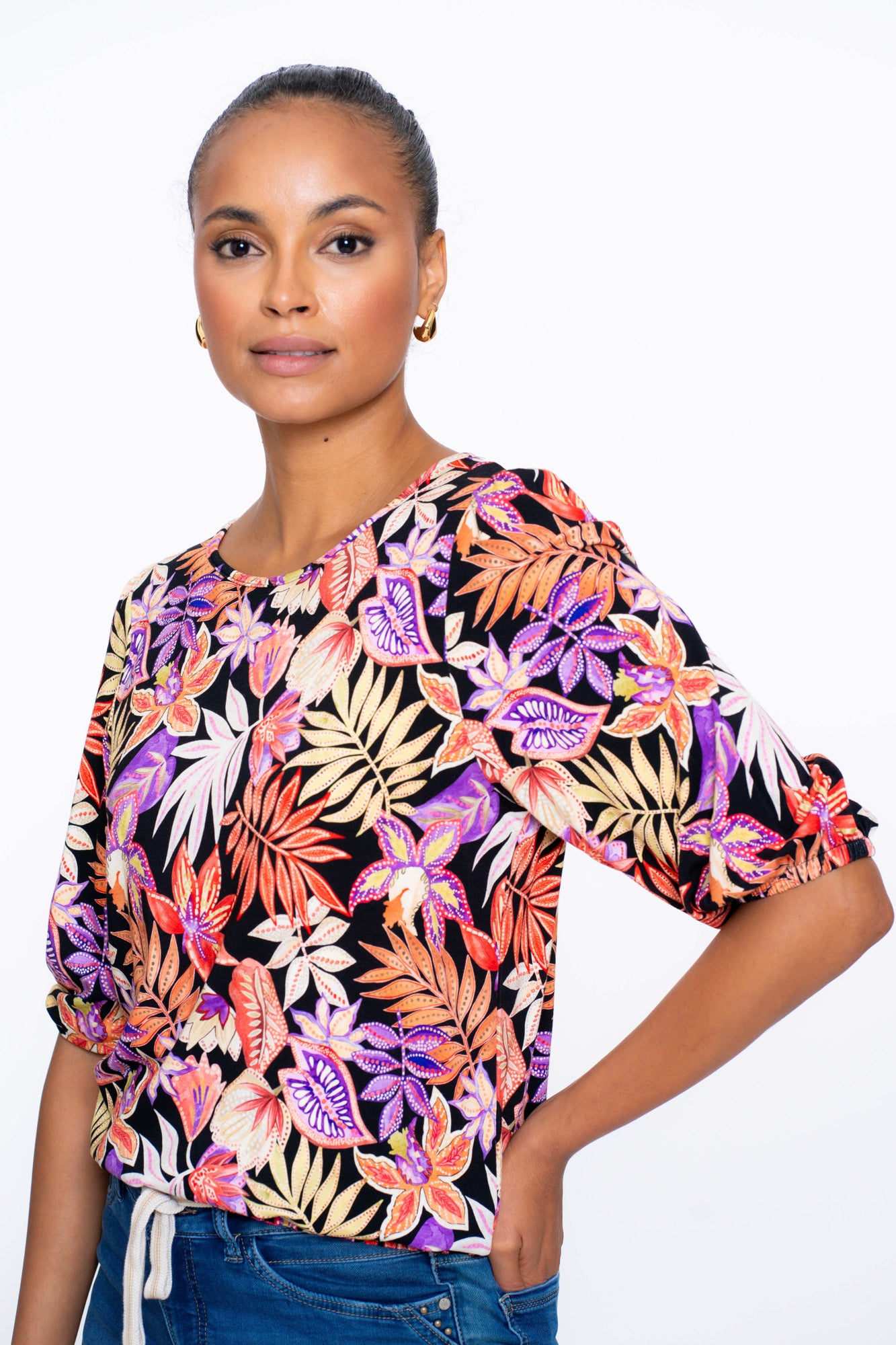 Geisha Fashion dames T-shirt 3/4 mouwen met print