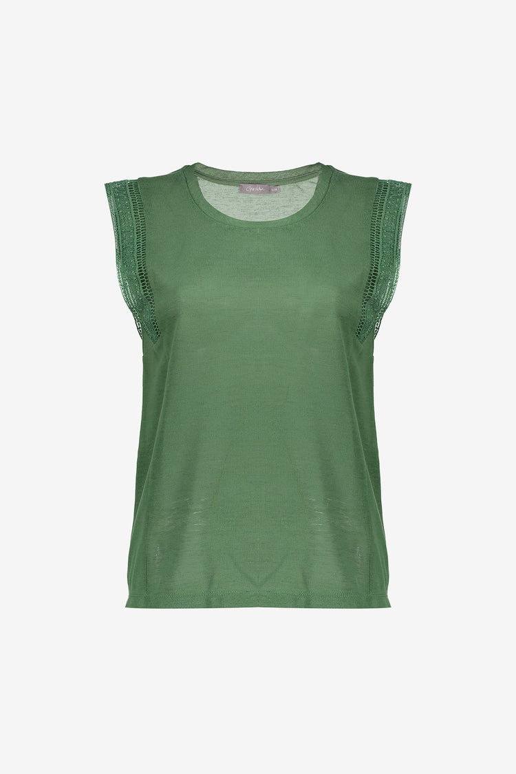 Geisha Fashion dames tanktop met speels schouderdetail