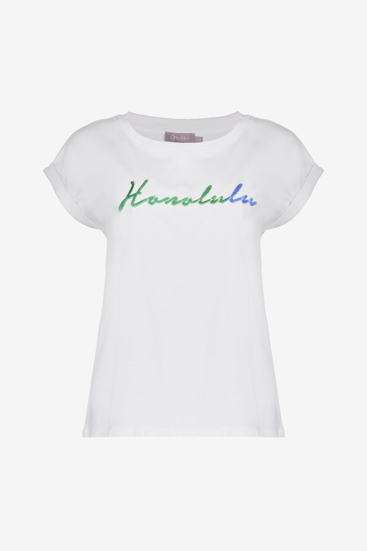 Geisha Fashion dames basic T-shirt met speels detail