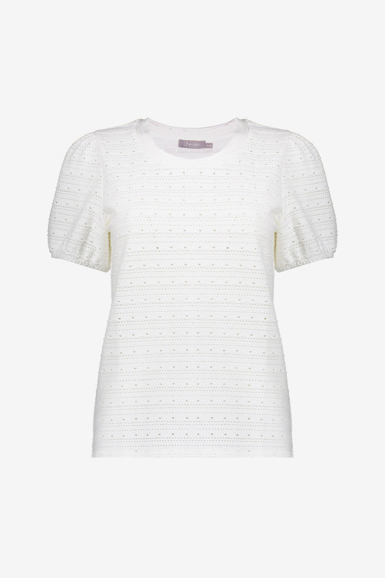 Geisha Fashion ajour top met korte pofmouwen dames