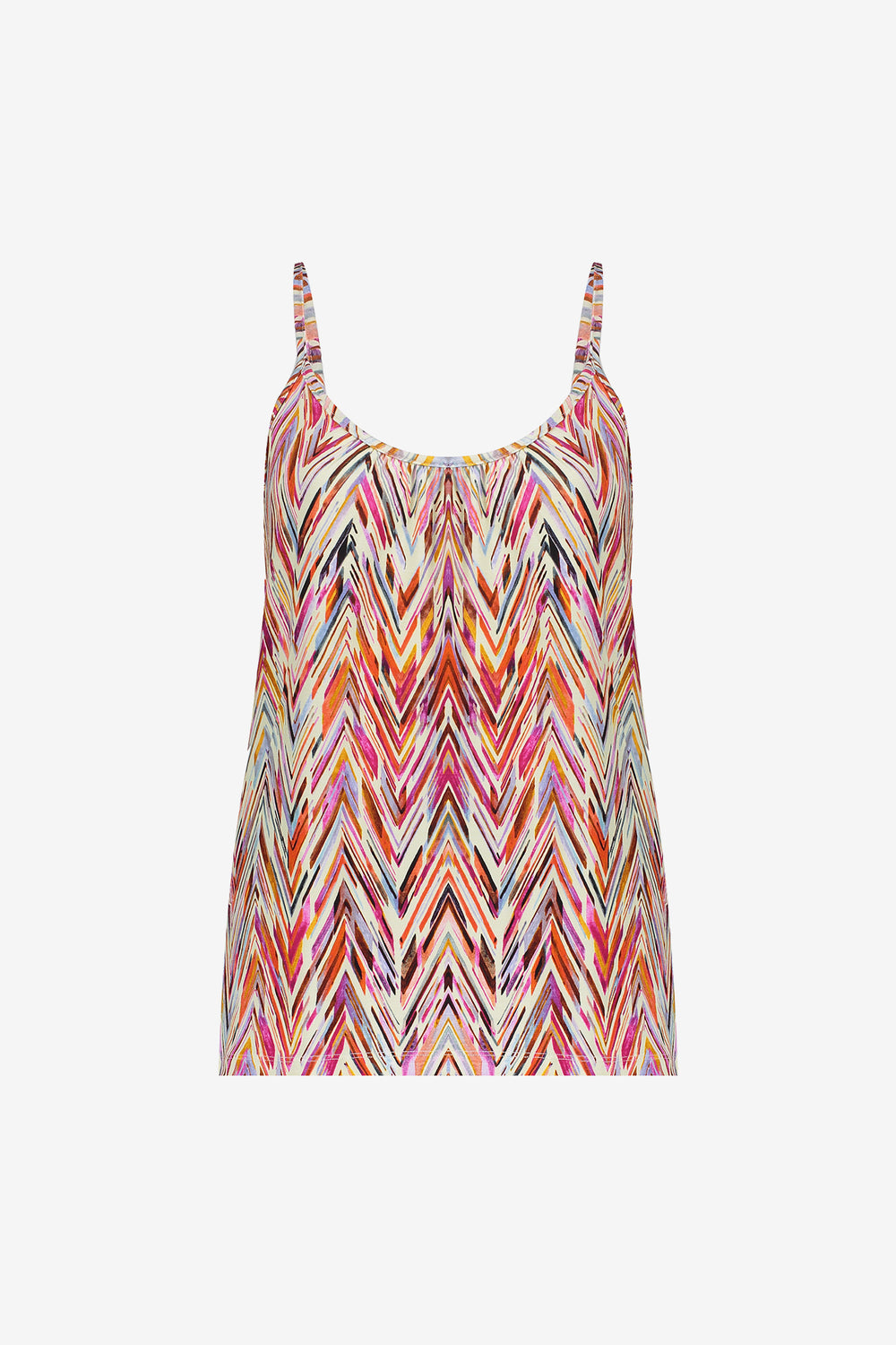 Geisha dames zomerse top met print en spaghettibandjes