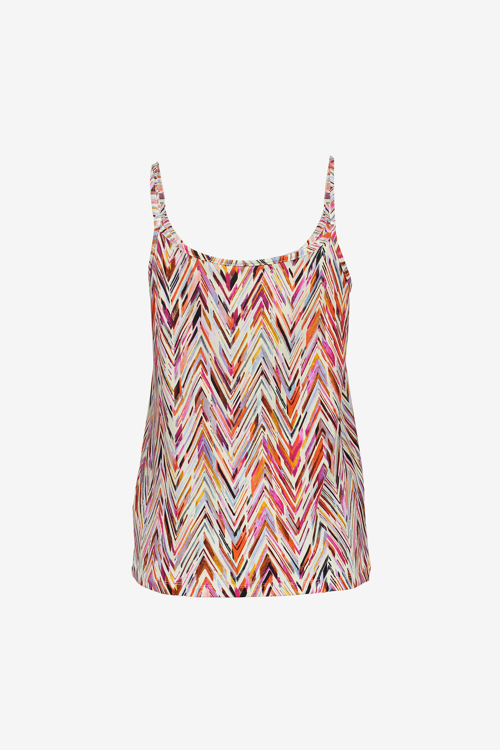 Geisha dames zomerse top met print en spaghettibandjes