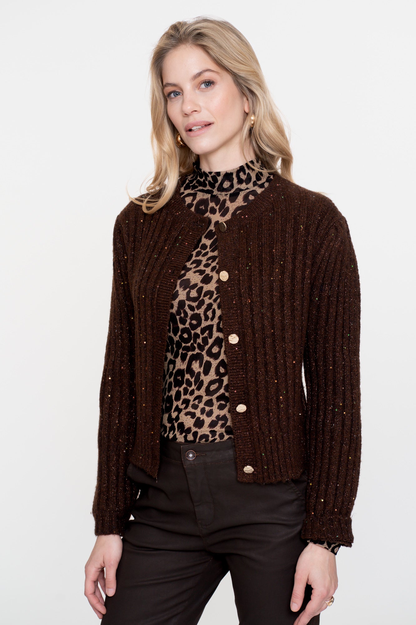 Geisha dames mesh top met leopard print