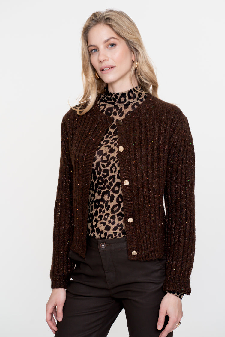 Geisha dames mesh top met leopard print