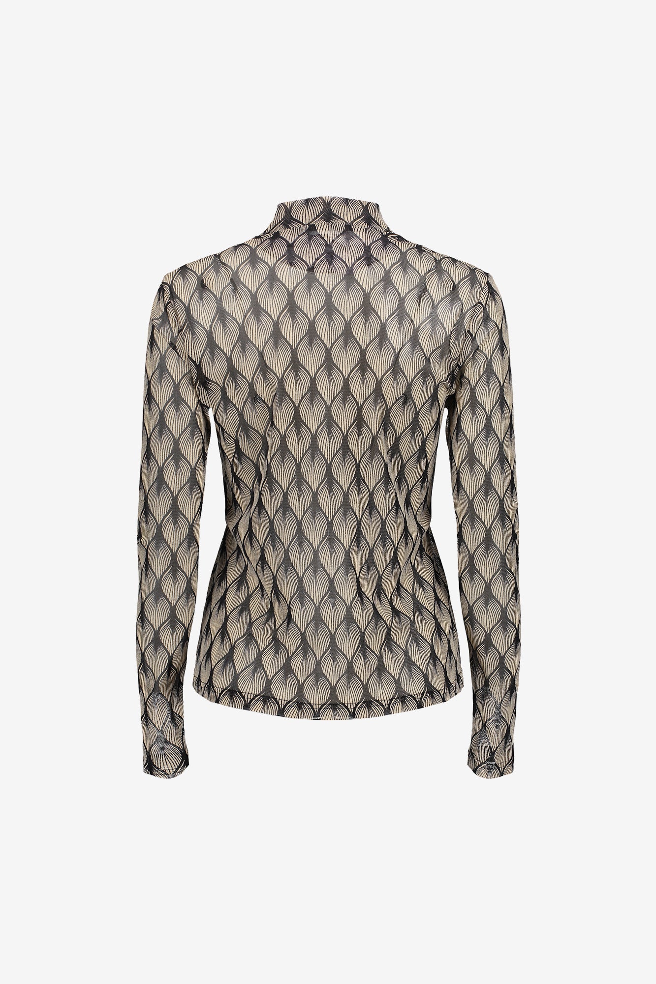 Geisha dames mesh top met grafische print