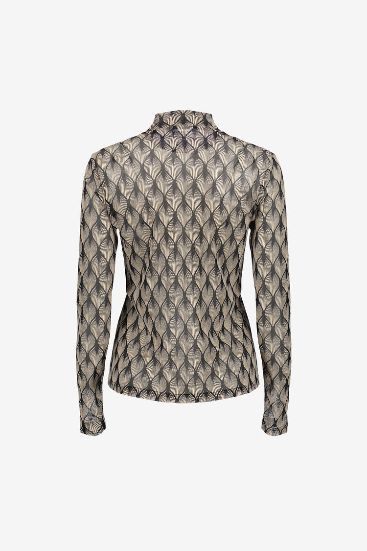 Geisha dames mesh top met grafische print