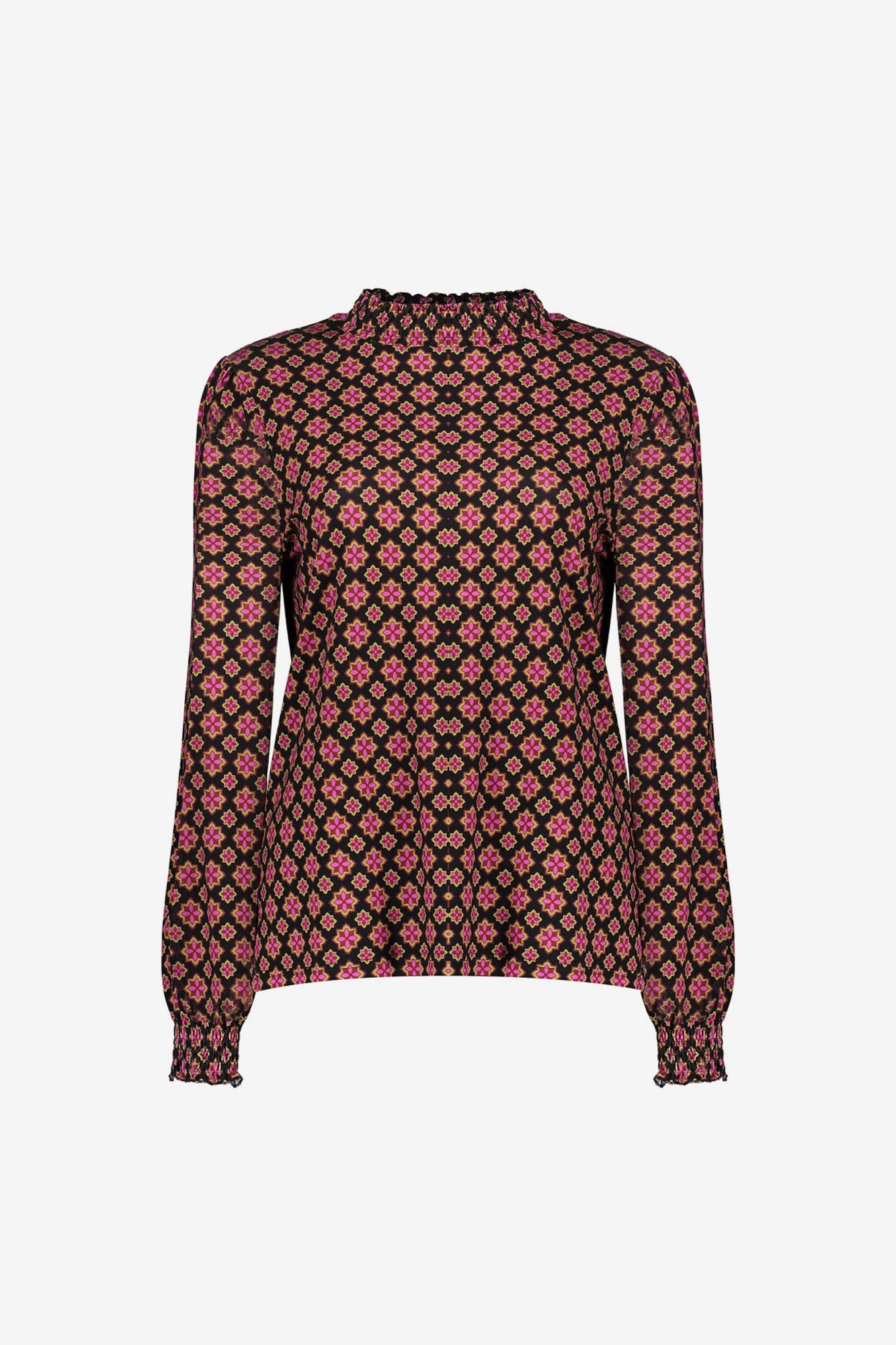 Geisha dames top met retro sterrenmotief