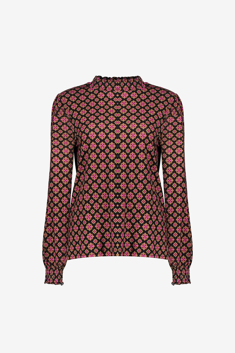 Geisha dames top met retro sterrenmotief