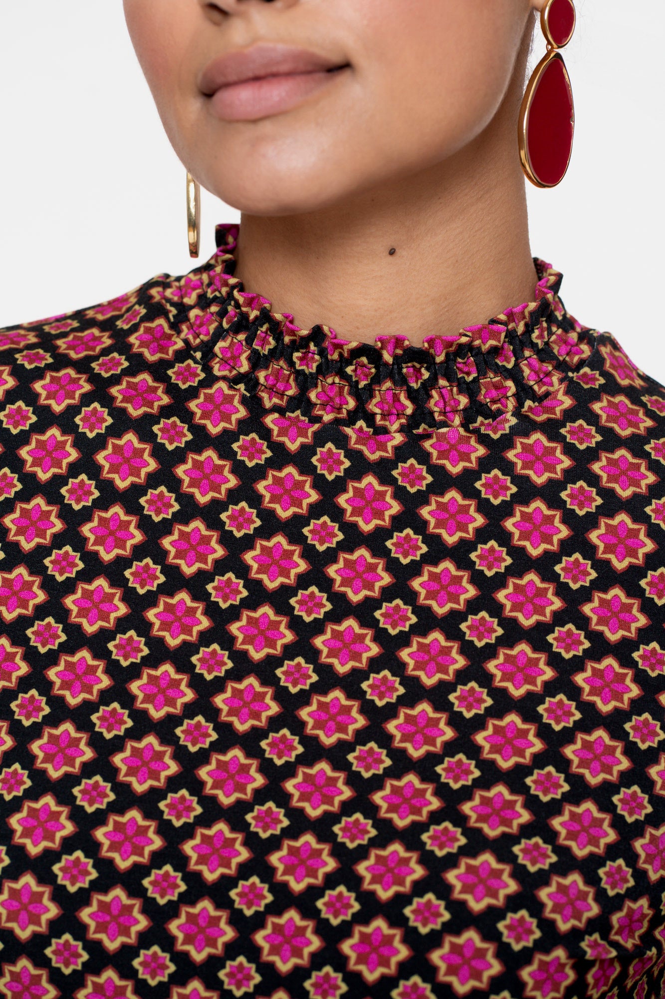 Geisha dames top met retro sterrenmotief