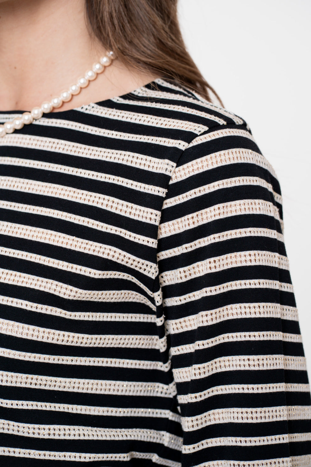 Geisha dames striped ajour top