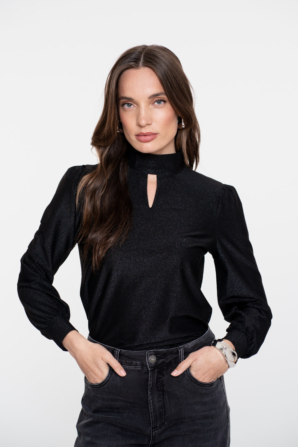 Geisha dames choker top met pofmouwen