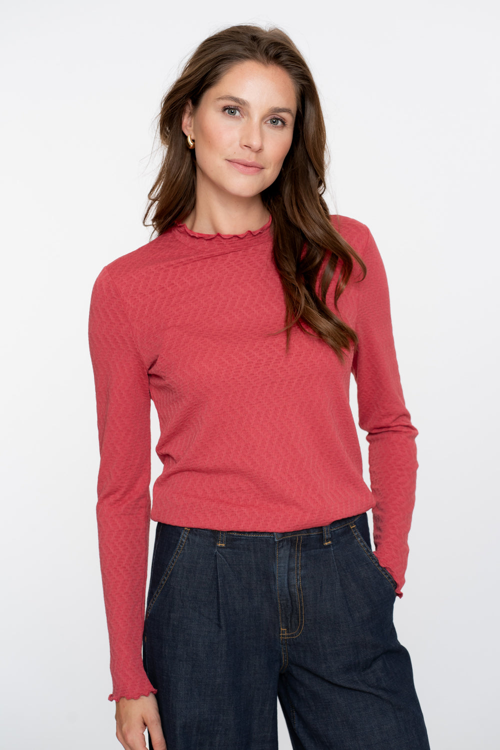 Geisha dames basic top met ruffles
