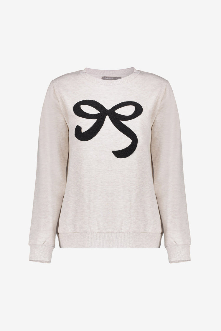 Geisha dames sweater met strik chestprint