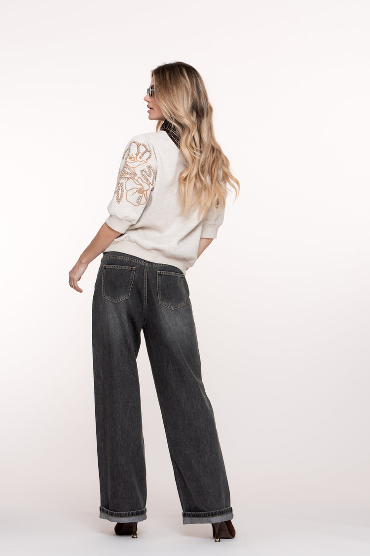 Geisha dames sweater met sierlijke dessin