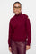 Geisha dames burgundy trui met gouden buttons