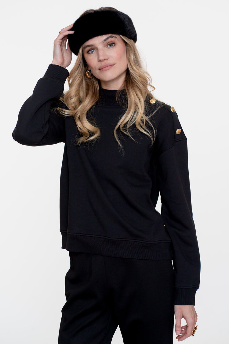 Geisha dames sweater met gouden buttons