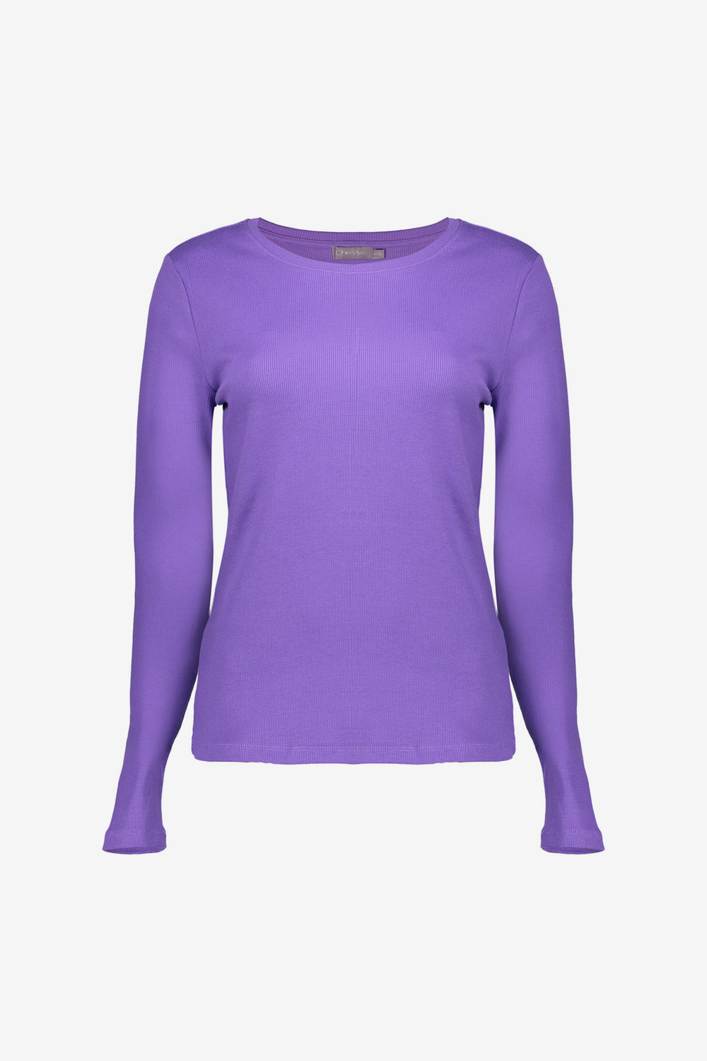 Geisha dames basic ribgebreid T-shirt met lange mouwen