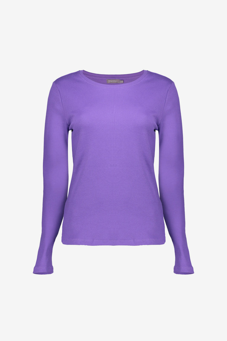 Geisha dames basic ribgebreid T-shirt met lange mouwen