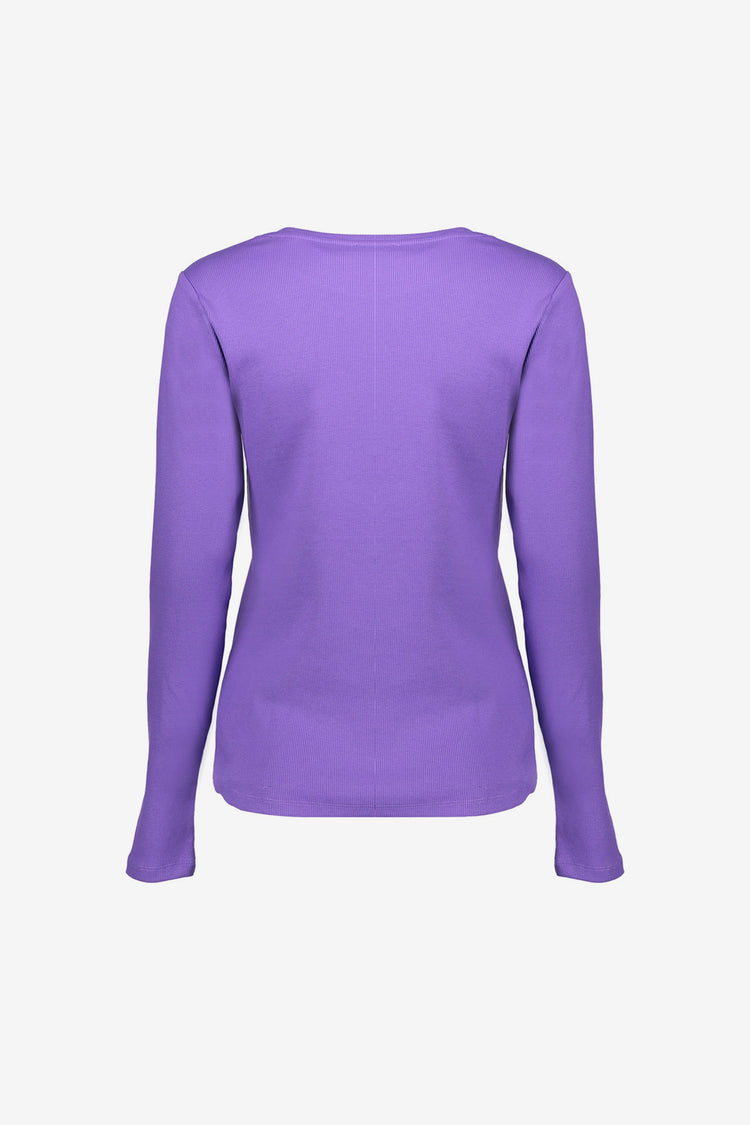 Geisha dames basic ribgebreid T-shirt met lange mouwen