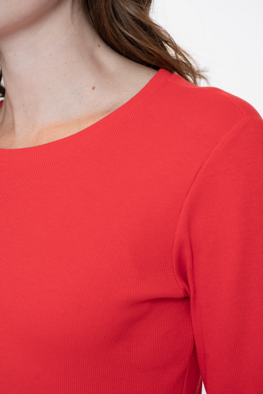 Geisha dames basic ribgebreid T-shirt met lange mouwen