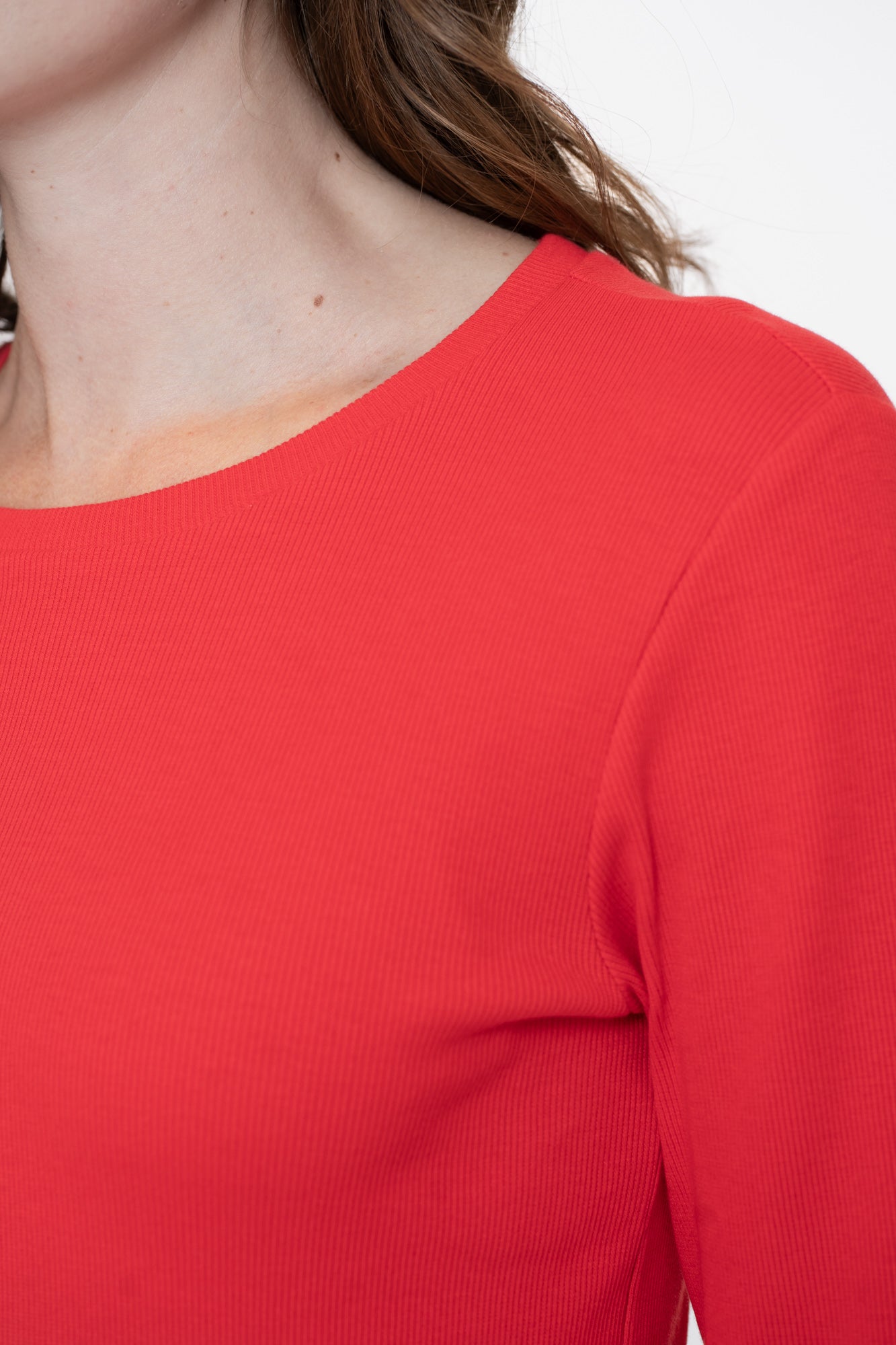 Geisha dames basic ribgebreid T-shirt met lange mouwen