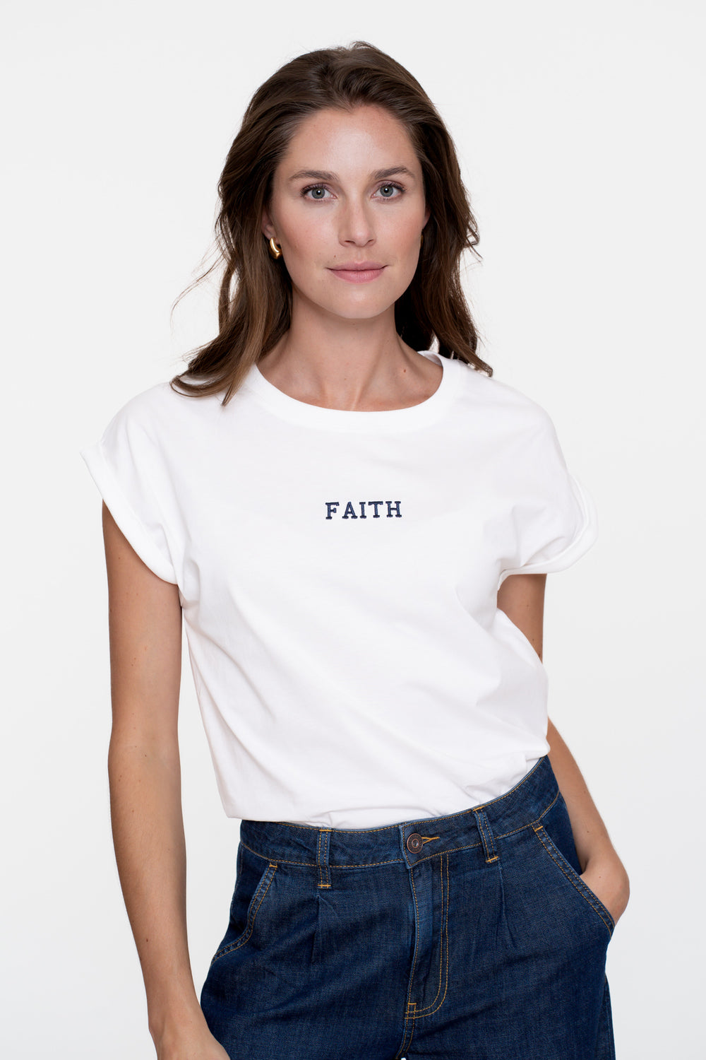 Geisha dames basic T-shirt met embrodery tekst