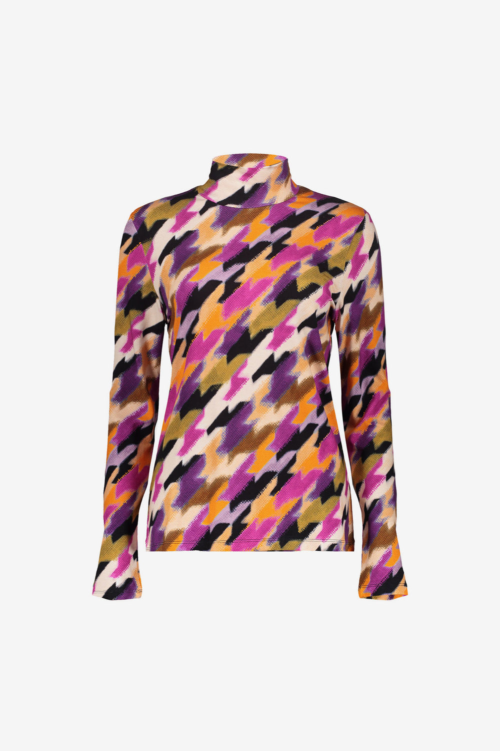 Geisha dames top met opstaande kraag en print