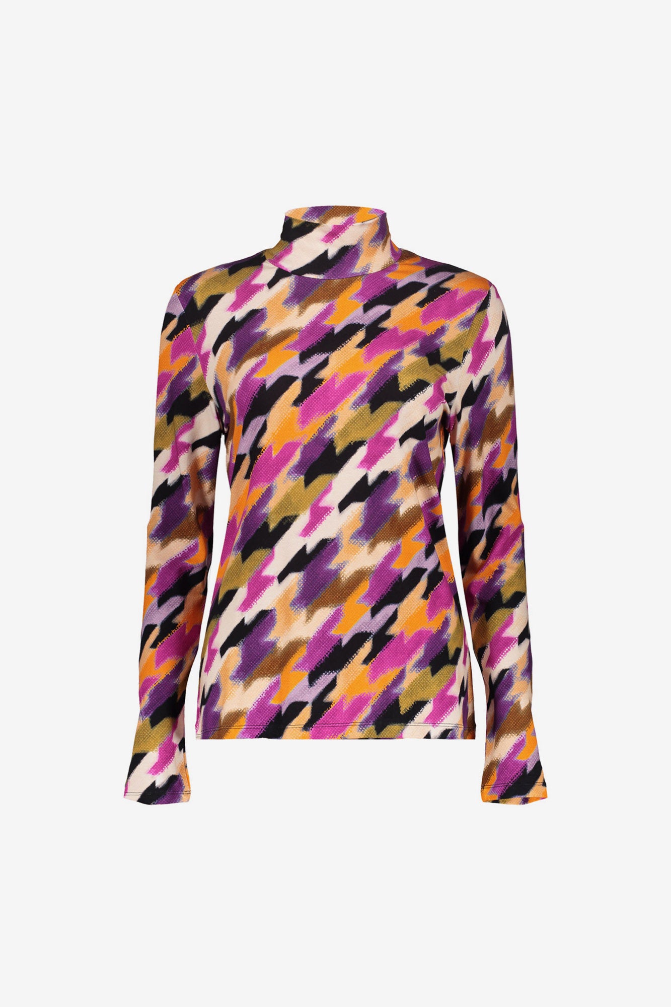 Geisha dames top met opstaande kraag en print