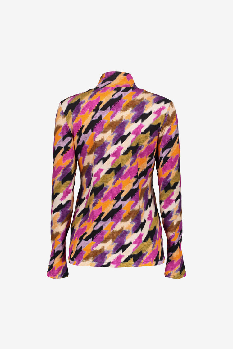 Geisha dames top met opstaande kraag en print