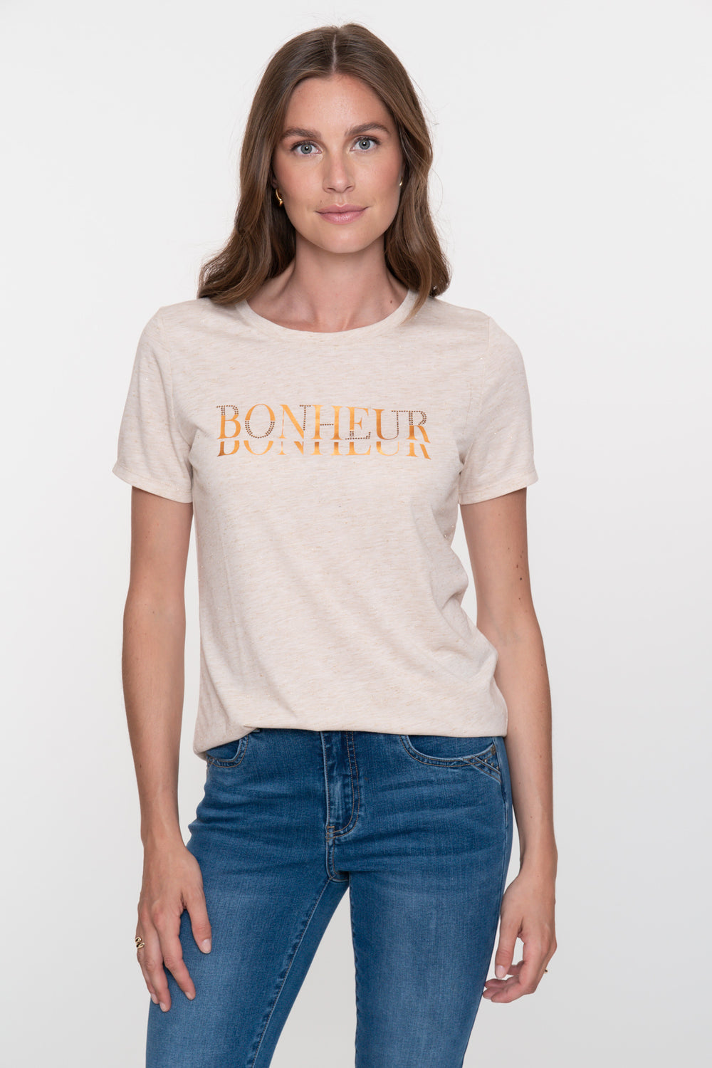 Geisha dames melange T-shirt 'Bonheur'