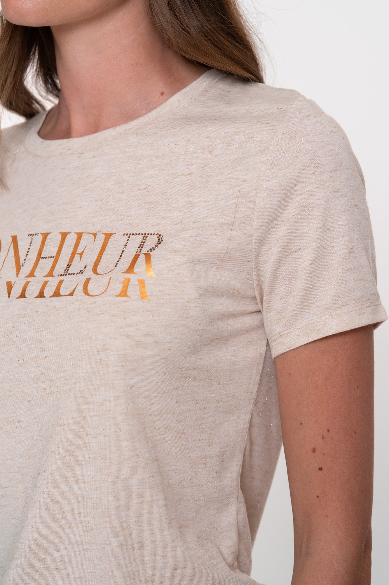Geisha dames melange T-shirt 'Bonheur'