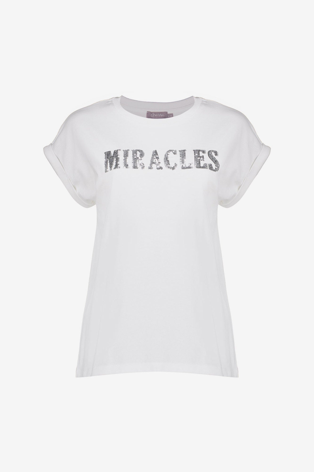 Geisha dames T-shirt 'Miracle' met omgeslagen mouwen