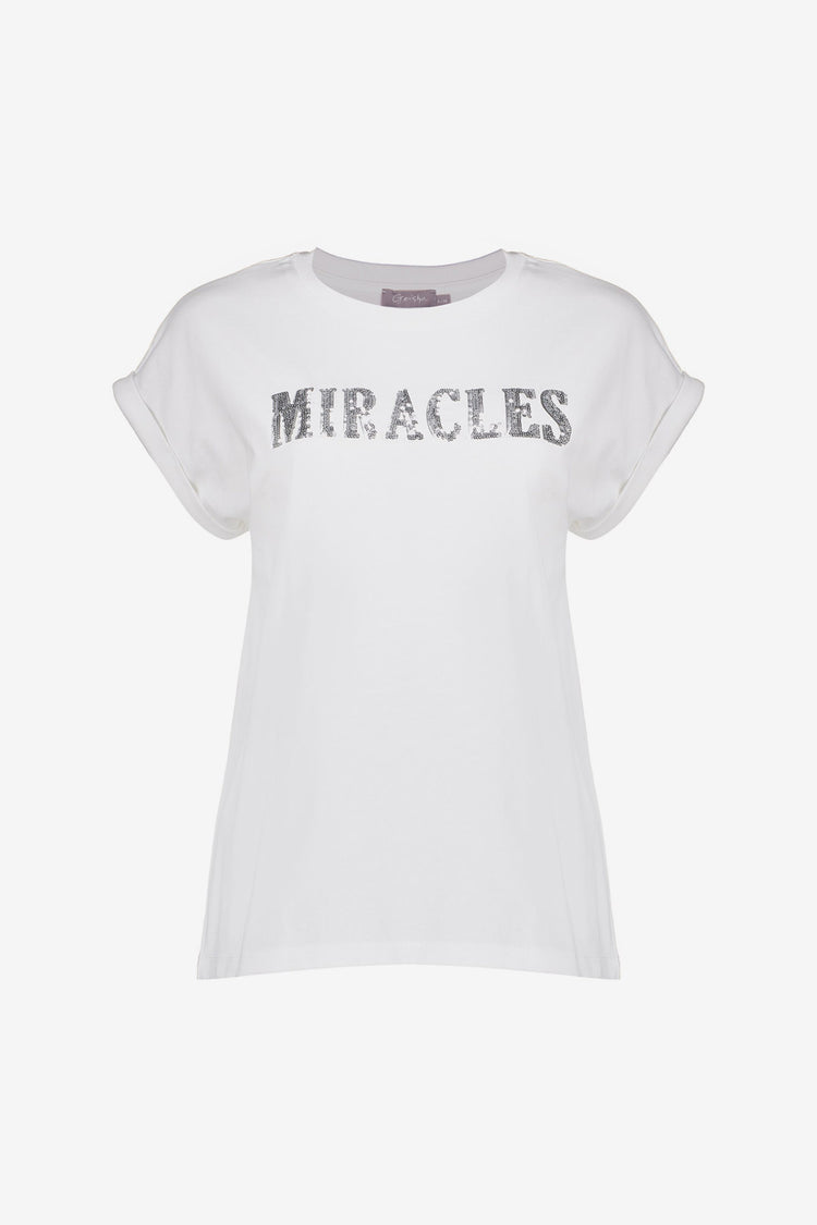 Geisha dames T-shirt 'Miracle' met omgeslagen mouwen