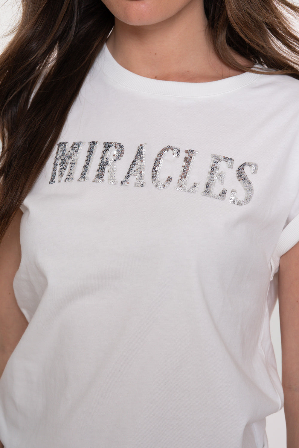 Geisha dames T-shirt 'Miracle' met omgeslagen mouwen