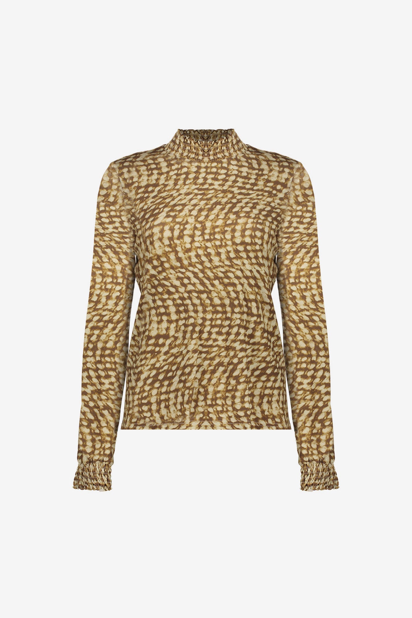 Geisha dames smock printed top met lange mouwen