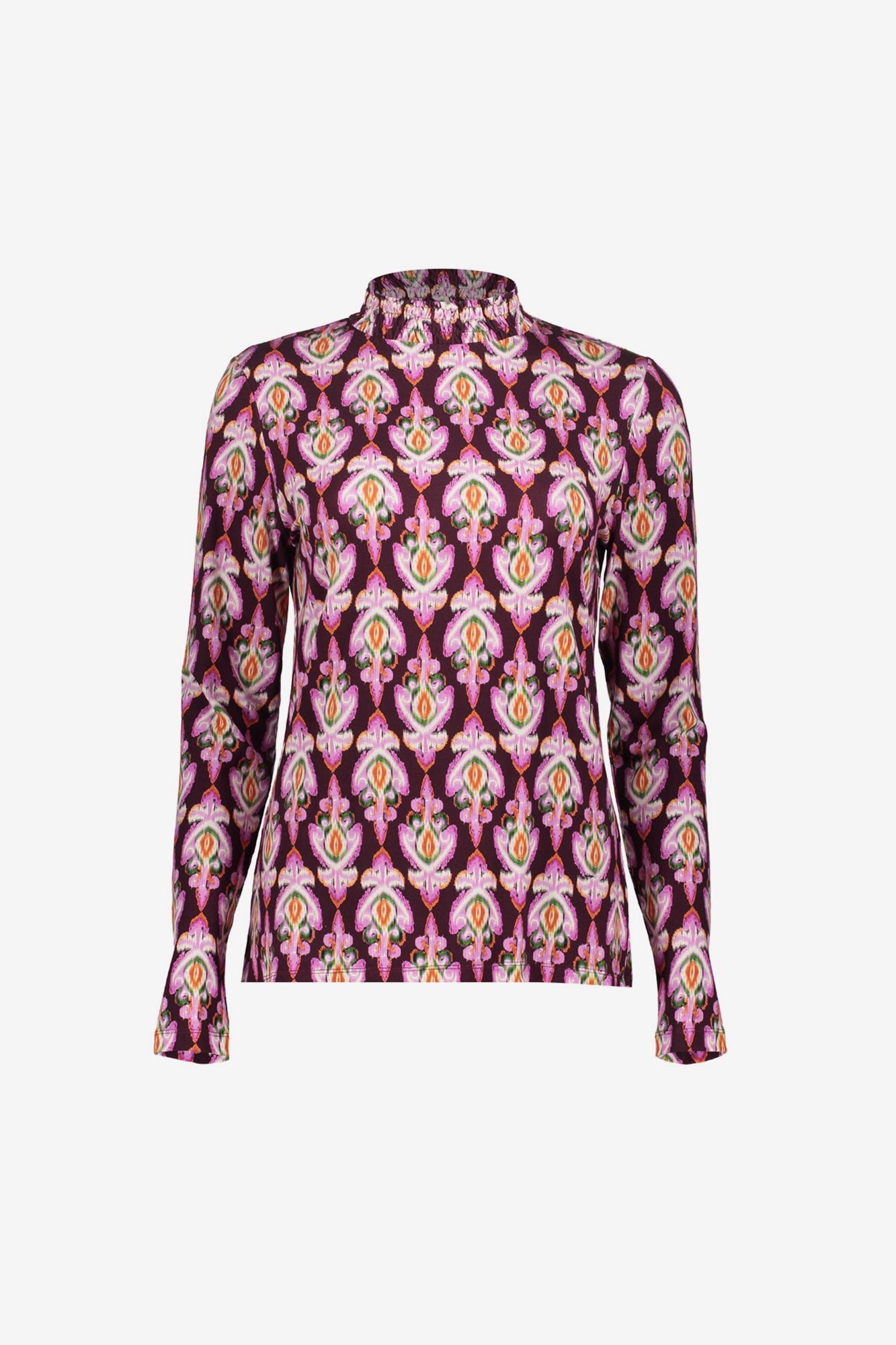 Geisha dames top met smock en Ikat print