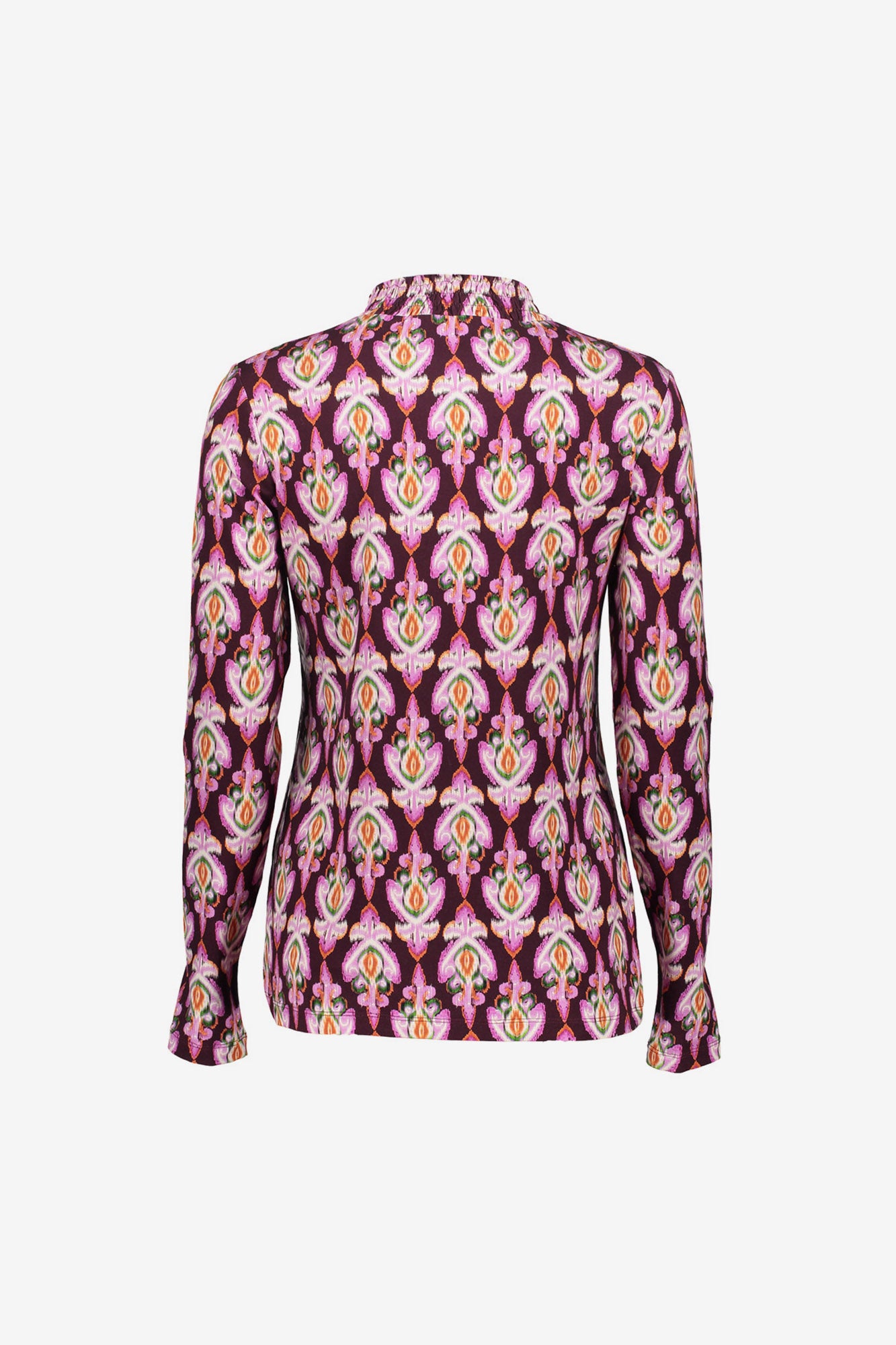Geisha dames top met smock en Ikat print