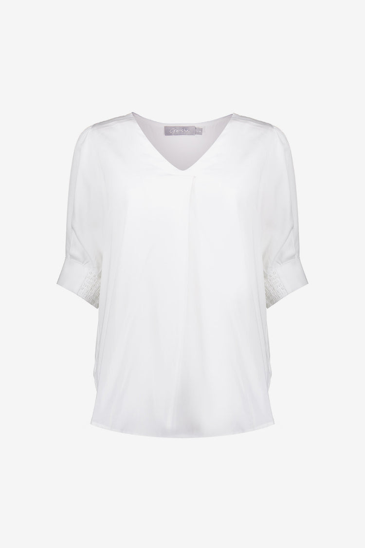 Geisha Fashion dames lyocell top met pofmouwen