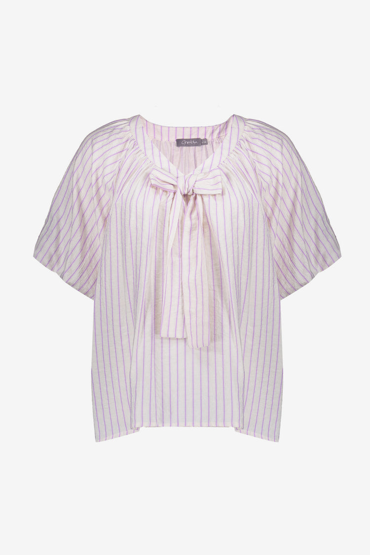 Geisha Fashion dames top gestreept met strikdetail