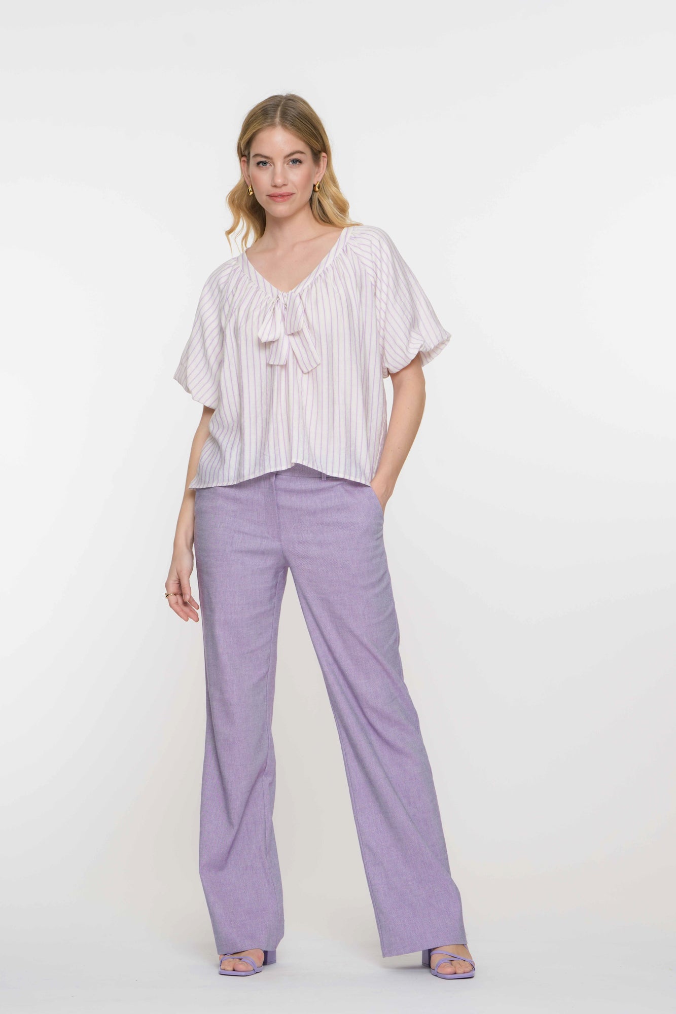 Geisha Fashion dames top gestreept met strikdetail