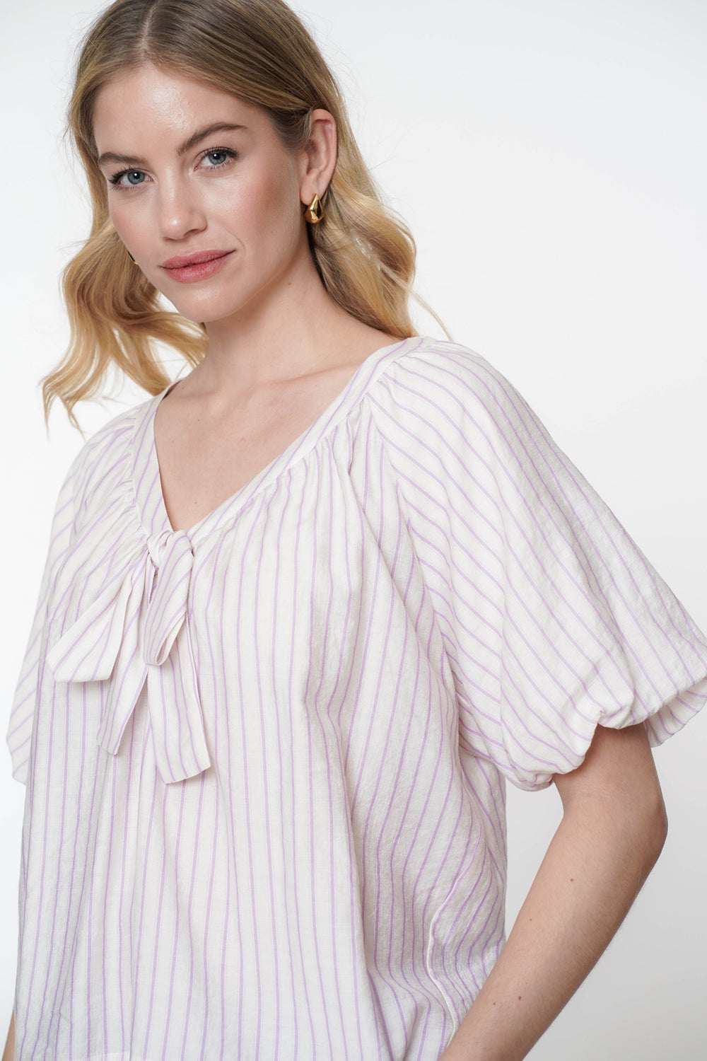 Geisha Fashion dames top gestreept met strikdetail