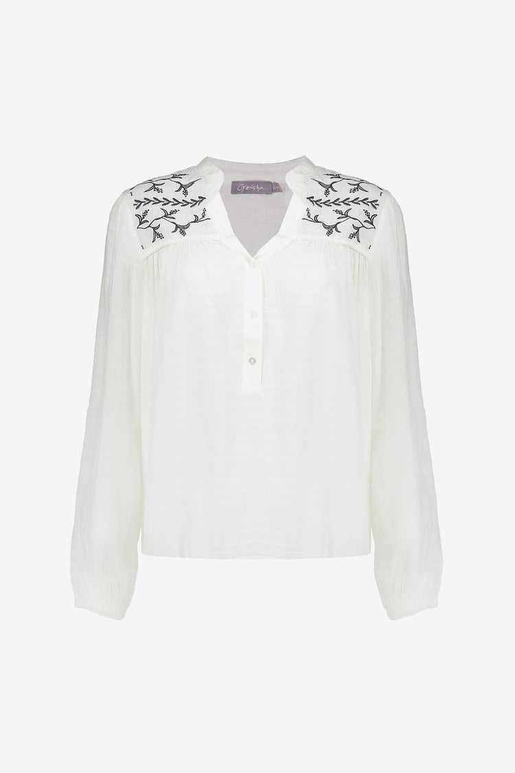 Geisha Fashion dames top met broderie anglaise