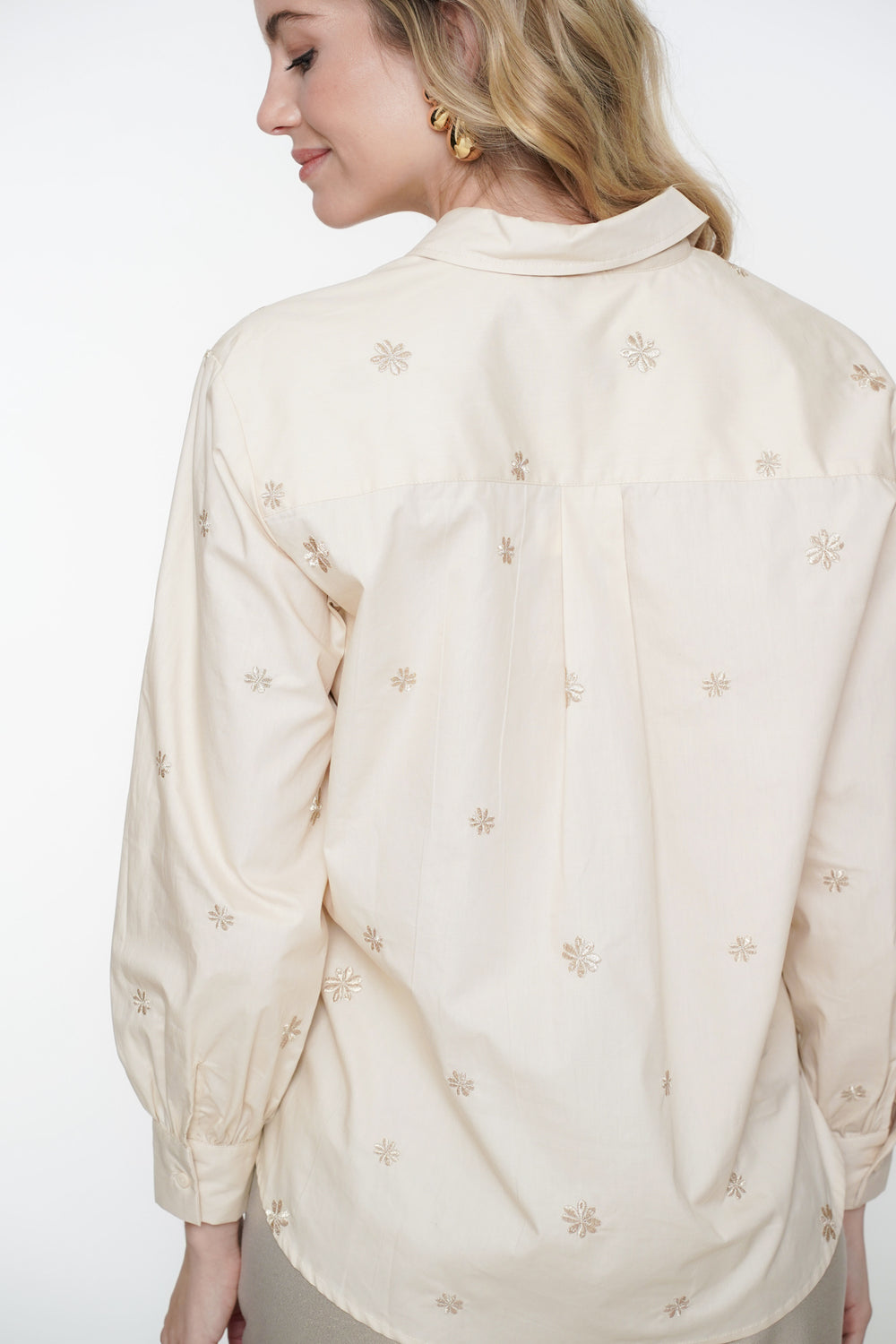 Geisha Fashion dames blouse met geborduurde bloemenprint