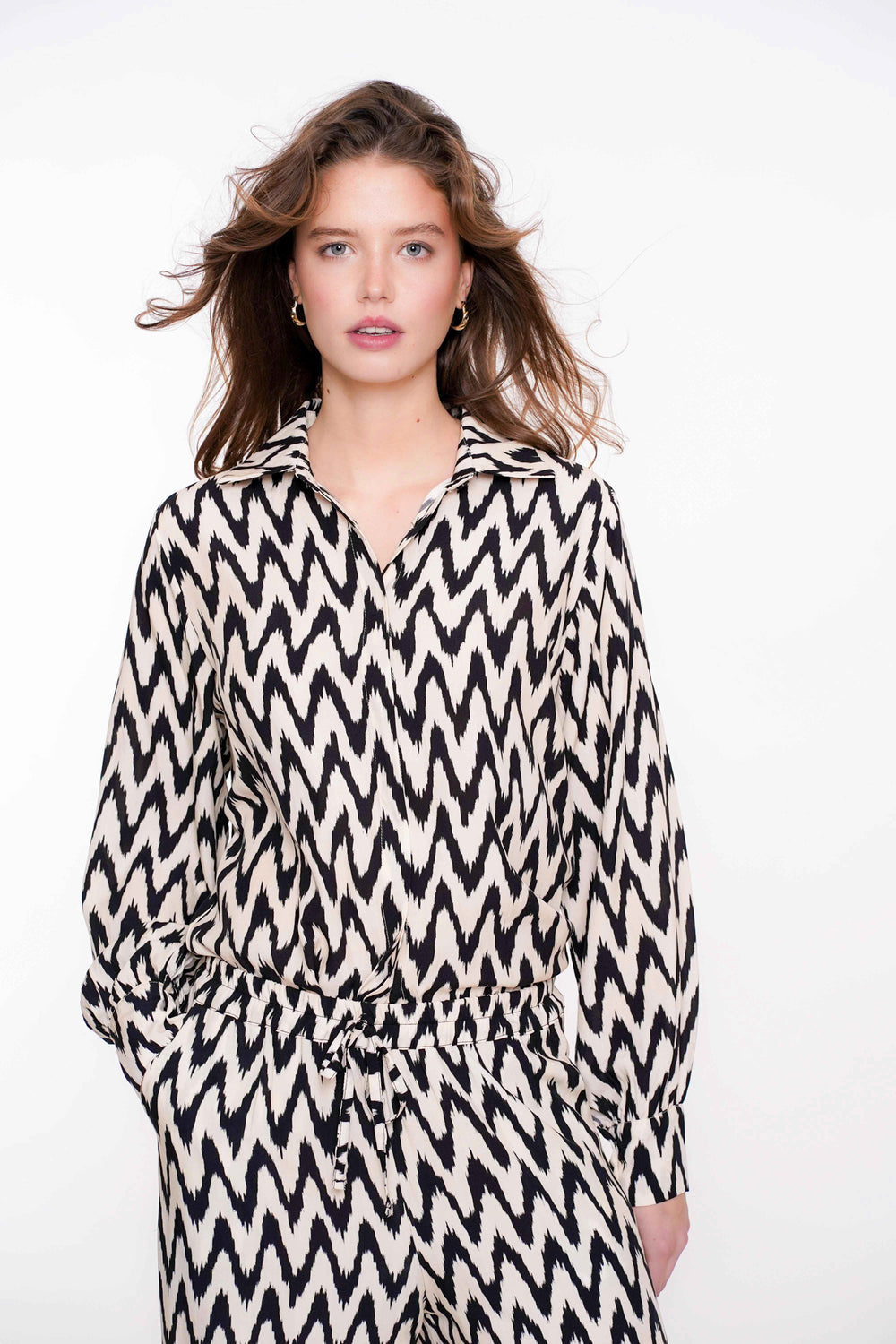 Geisha Fashion dames zigzagprint blouse
