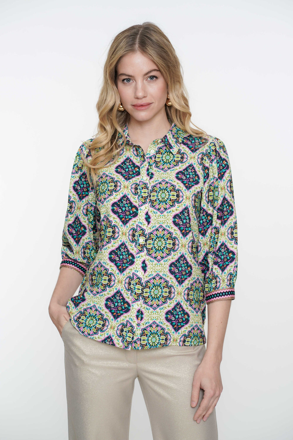 Geisha Fashion damesblouse met etnische print