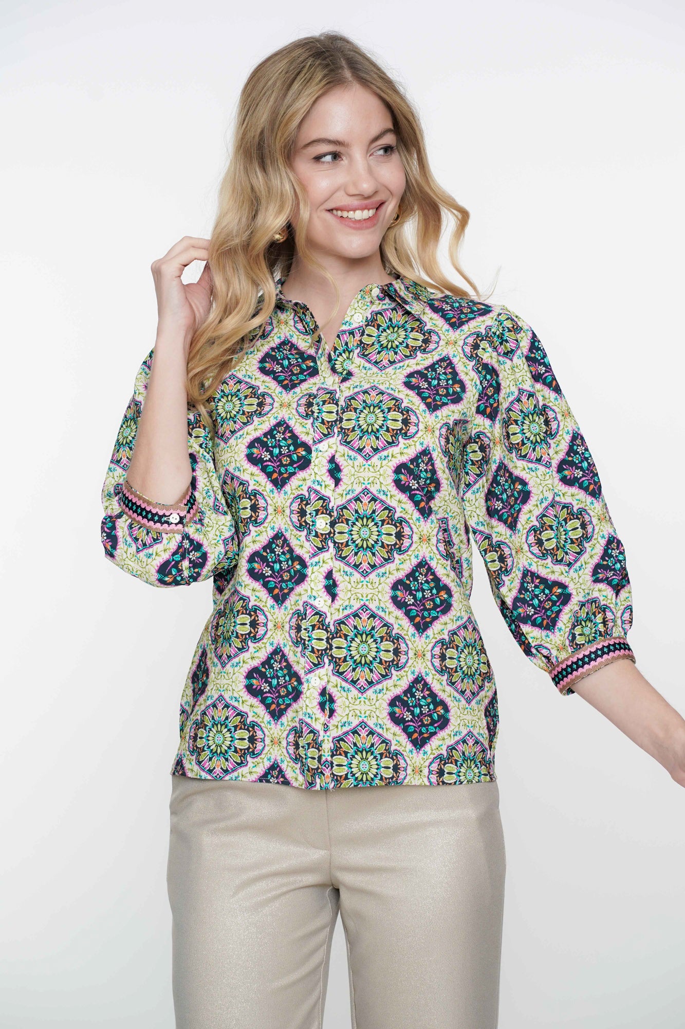 Geisha Fashion damesblouse met etnische print