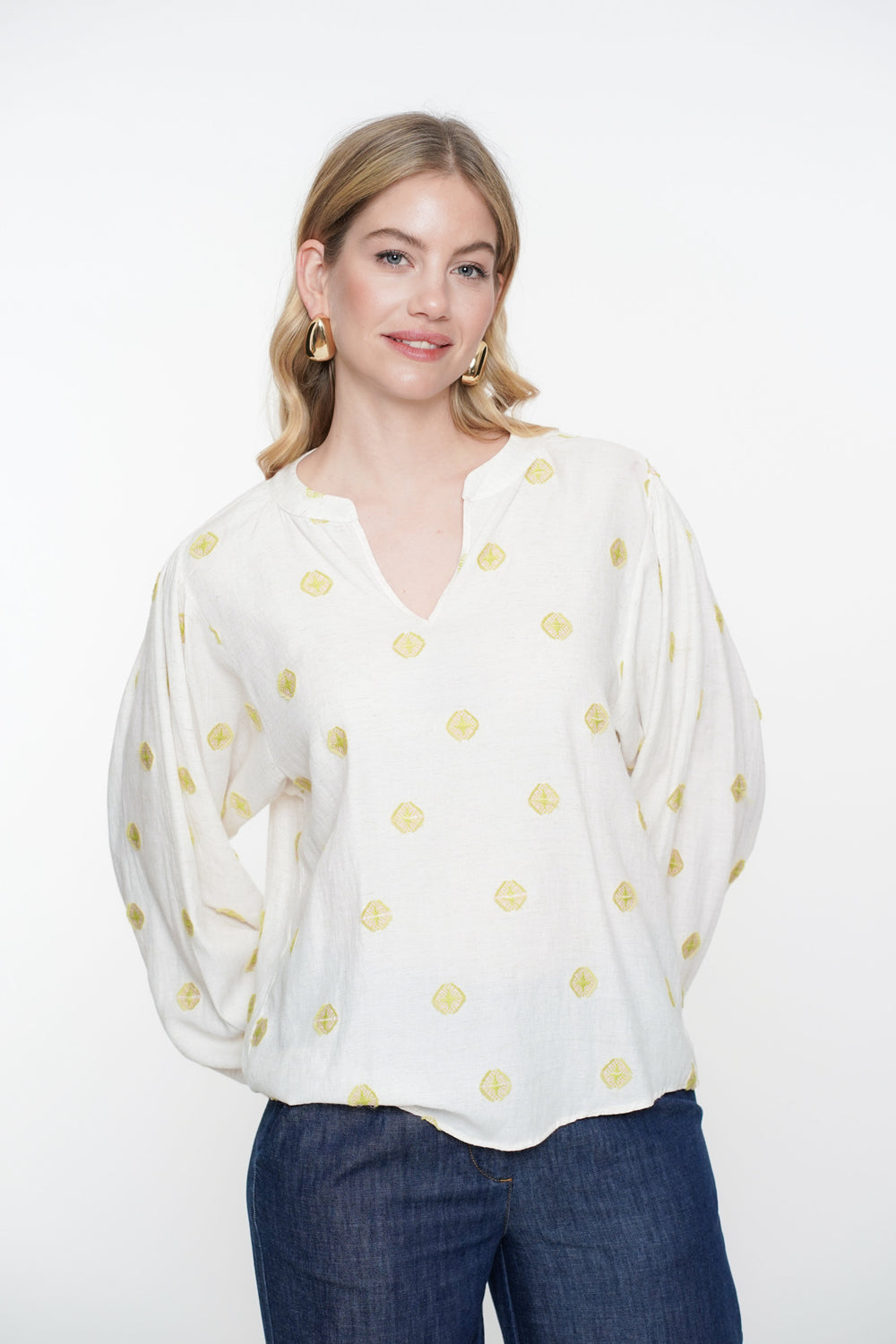 Geisha Fashion dames top met ingeweven Azteekse details